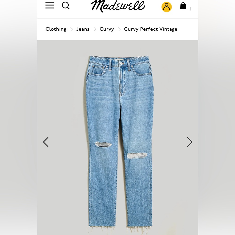 Madewell Curvy Perfect Vintage Jean, size 33